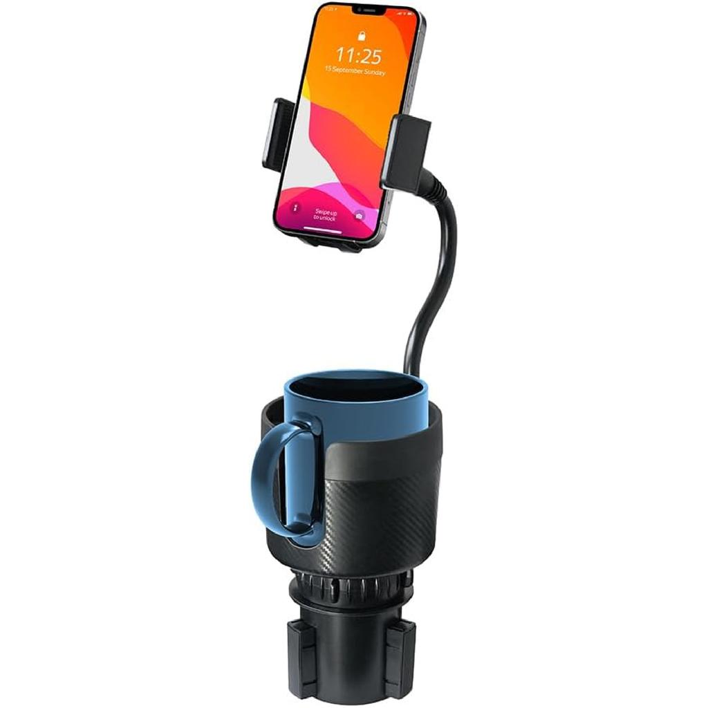 CupCargo Pro – 2-in-1 Car Cup Holder Expander and 360° Phone Mount with Adjustable Base and Flexible Neck, Universal Fit