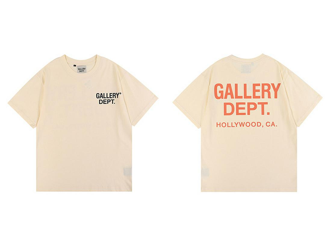 The BAY Gallery Dept Unisex Hoge Kwaliteit Dubbel Garen Katoen Patroon Print T-shirt S beige