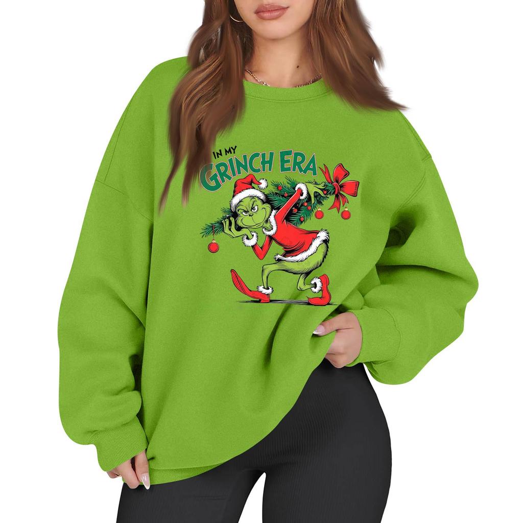 Women's Casual Fashion Long Sleeve Christmas Printed Round Neck Sweatshirt Top
