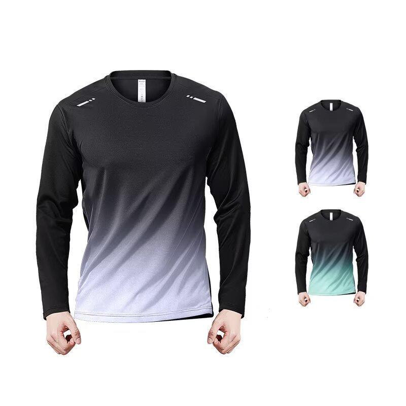 Men's Quick-Dry Ice Silk Long-Sleeve Fitness T-Shirt for Autumn/Winter - Lightweight Sports & Running Wear