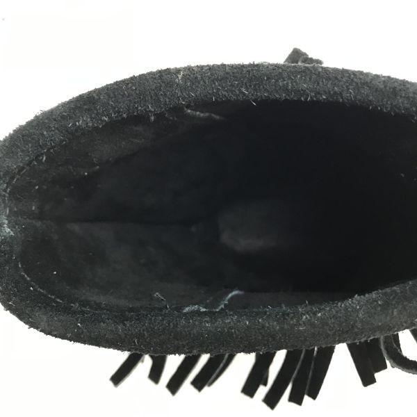 Minnetonka Fransen-Mokassinstiefel 6 23 schwarzes Wildleder(GEBRAUCHT)