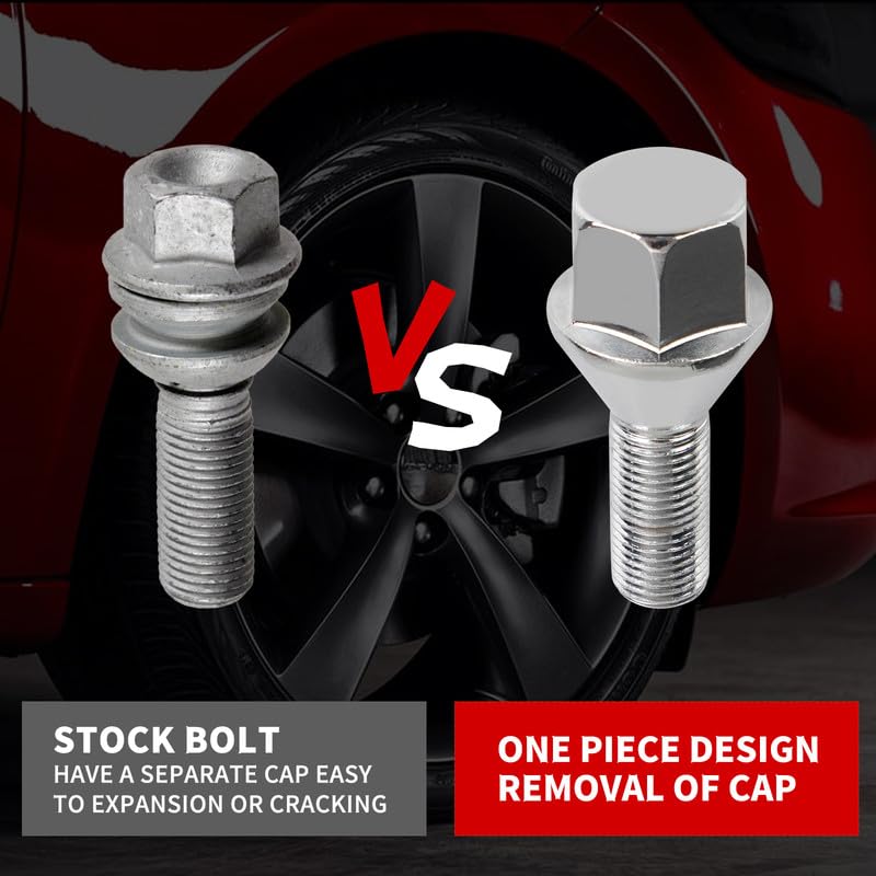 12x1.25 Wheel Lug Bolts 5 Pcs Silver Lug Shank 28mm Compatible with Jeep Compass Renegade Fiat Cherokee Acorn, 28mm Shank 19mm Hex 2.45 inch Length