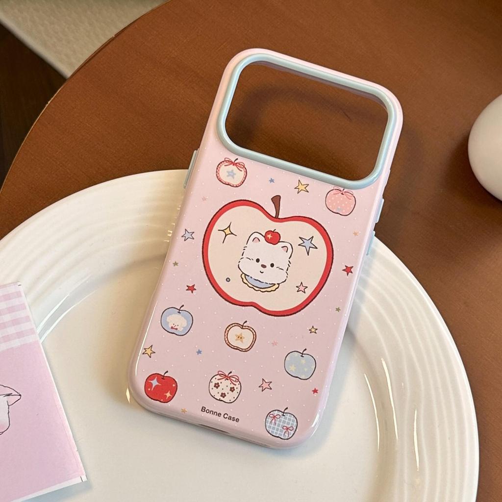 ins style color apple puppy suitable for 17 mobile phone case iphone16pro cartoon 15 soft 13 high value 14 contrasting colors
