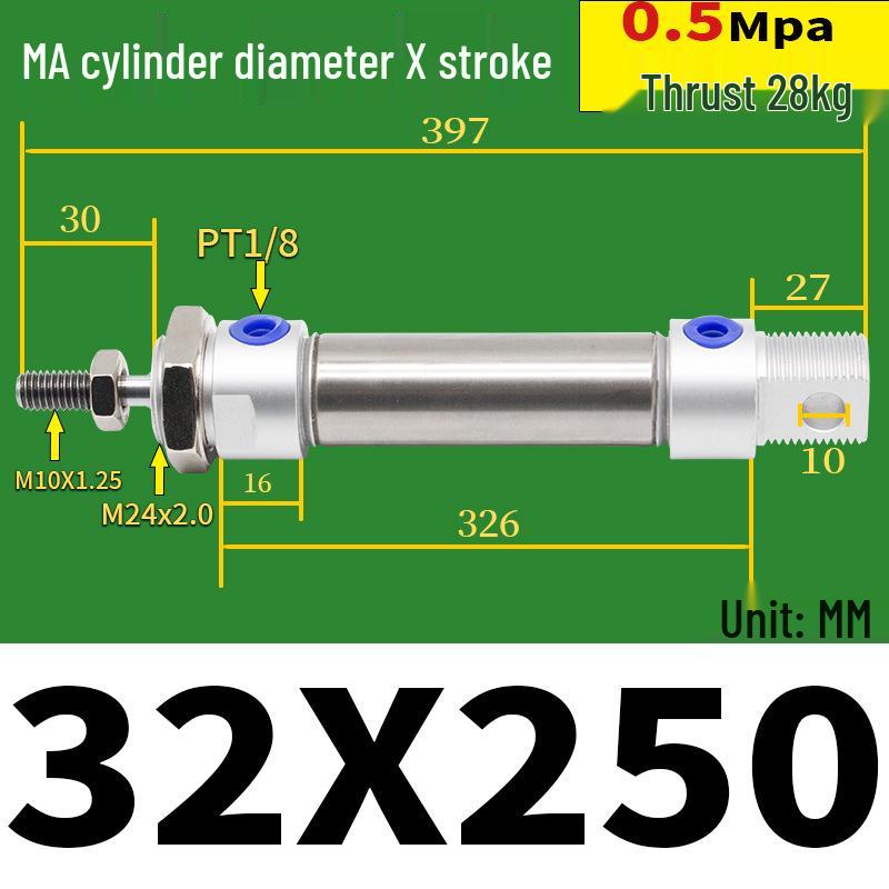 Corrosion Resistant Stainless Steel Pneumatic Cylinder 16-40mm/50-150mm