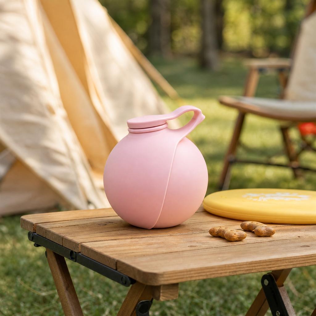 304 Stainless Steel Pet Water Bottle Portable Round Outdoor Drinking Cup with Hanging Strap Leak Proof Design for Travel and Hiking
