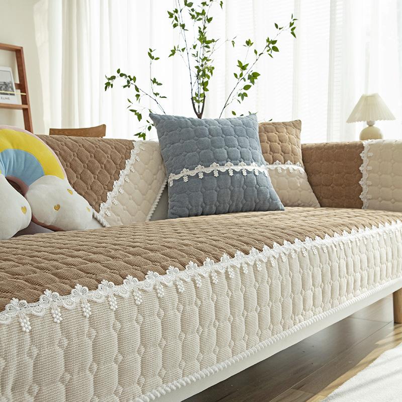 Sofakissen Plüsch Einfaches rutschfestes Kissen Vier Jahreszeiten Universal Winter Ledersofabezug Handtuch Rückenlehnenbezug Tuch