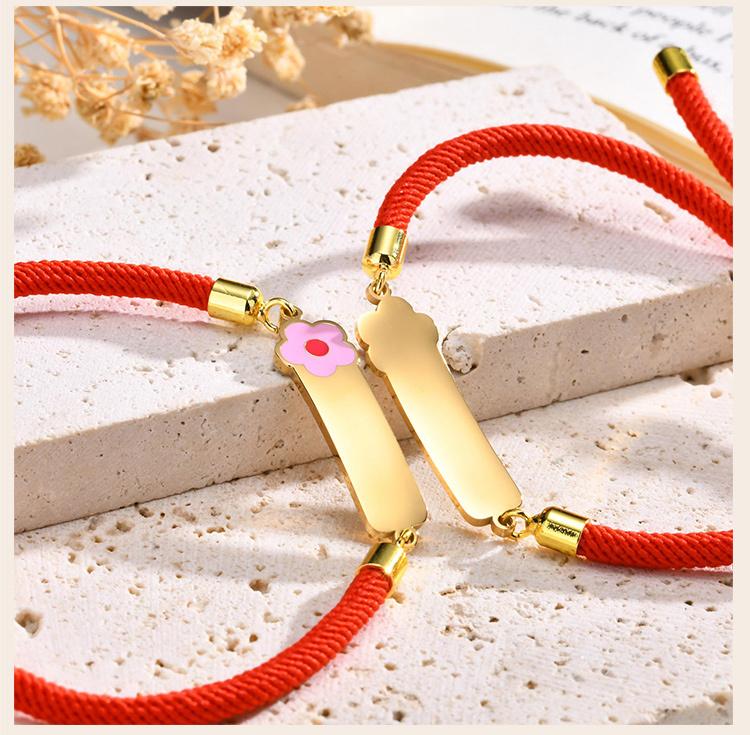 Personalized Baby Name Bracelet, Red String Adjustable,charms Flower Butterfly Stainless Steel Bar ID Bracelet for Kid Child