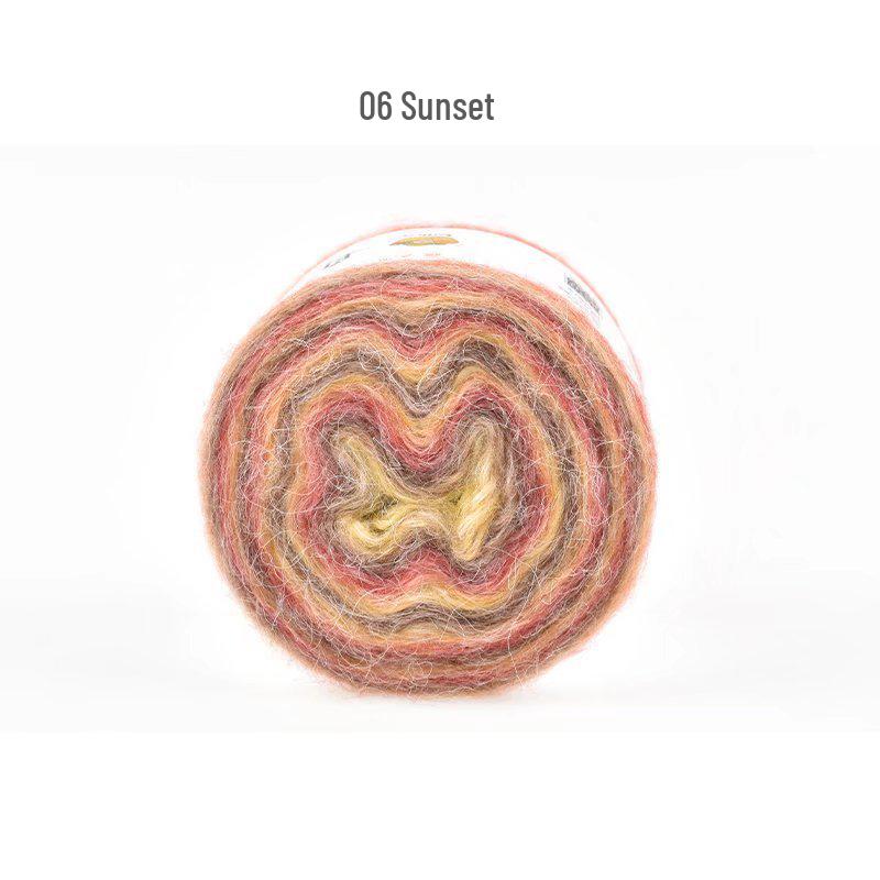 Hand-Dyed Gradient Rainbow Mohair Yarn - Fluffy, Soft, and Perfect for Knitting and DIY Projects.