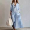 European & American Style Solid Color Dress with Comfortable Shirt Collar