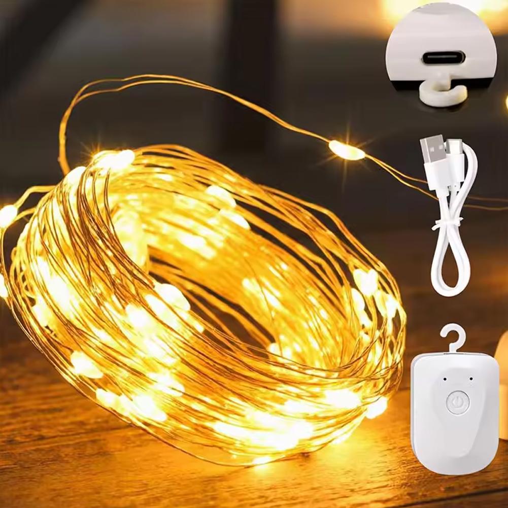 LED String Lights Rechargeable Fairy Lights Mini Twinkle Copper Light Detachable Design Halloween Wedding Xmas Gift Decor