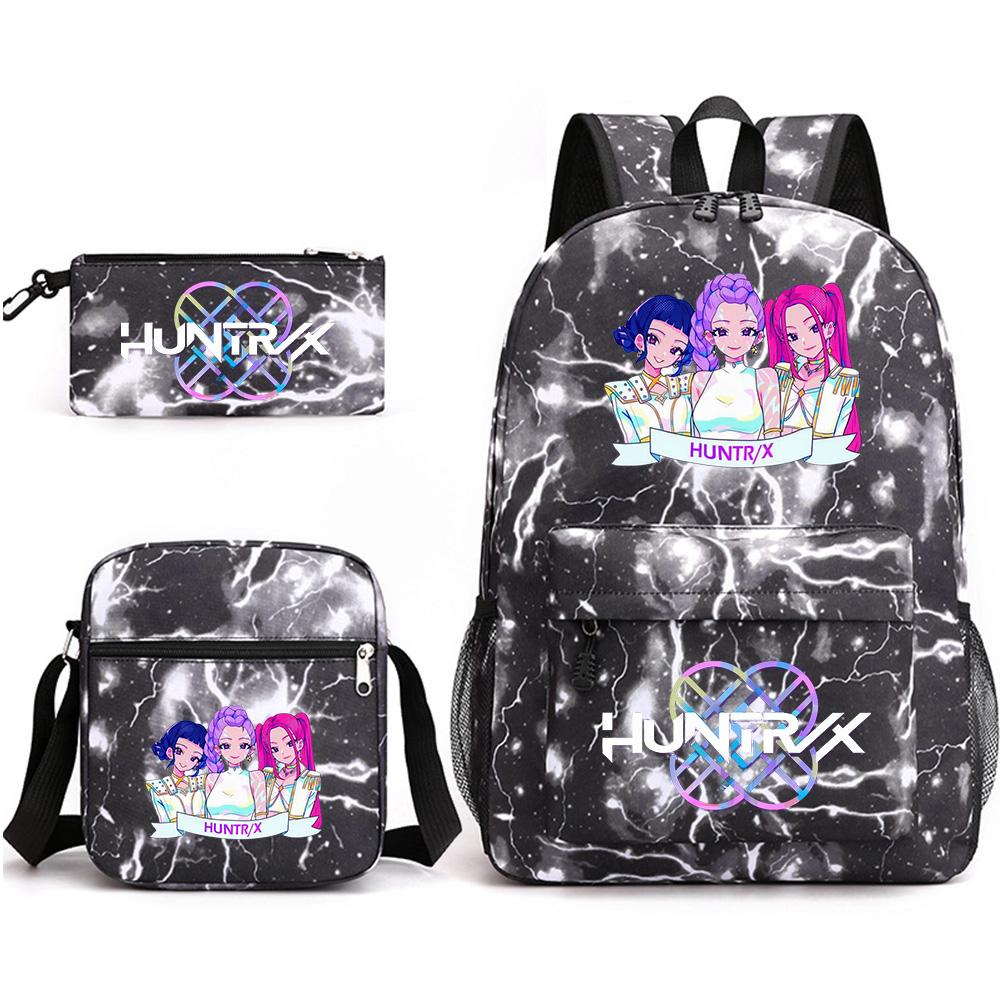 3Pcs/set Cute Cartoon Printed Backpack with Shoulder Bag Pencil Case for Teenager Student Boy Girl School Bag Large Capacity Bookbag Kid Gift