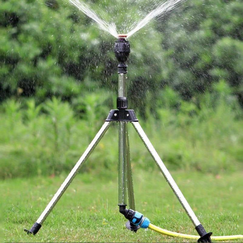 360° Adjustable Rotary Lawn Sprinkler On Tripod - Stainless Steel Telescopic Height,with Mist Function for Gardens, Lawns, Vehicle Cleaning & Home