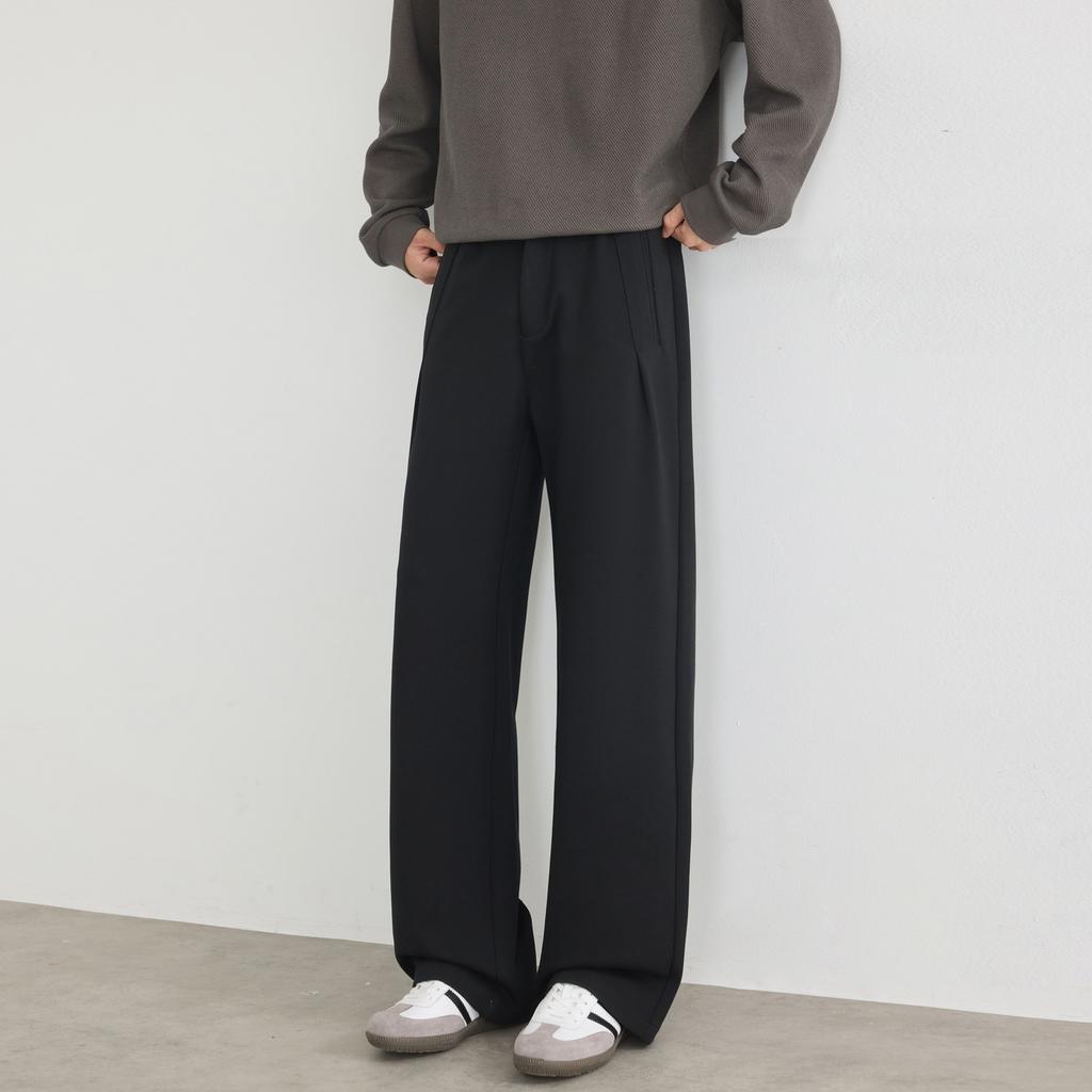 Autumn and Winter Old Money Drape Wide-leg Pants Men's Loose Straight Casual Pants Beige Trousers Comfortable Versatile Trousers
