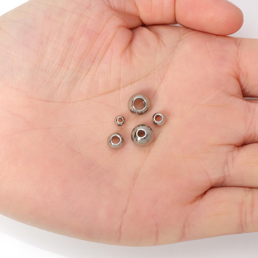 100pcs 2-8mm Stainless Steel Gold Color Spacer Beads Charm Loose Bead DIY Bracelets Necklace Beads for Jewelry Making Charms