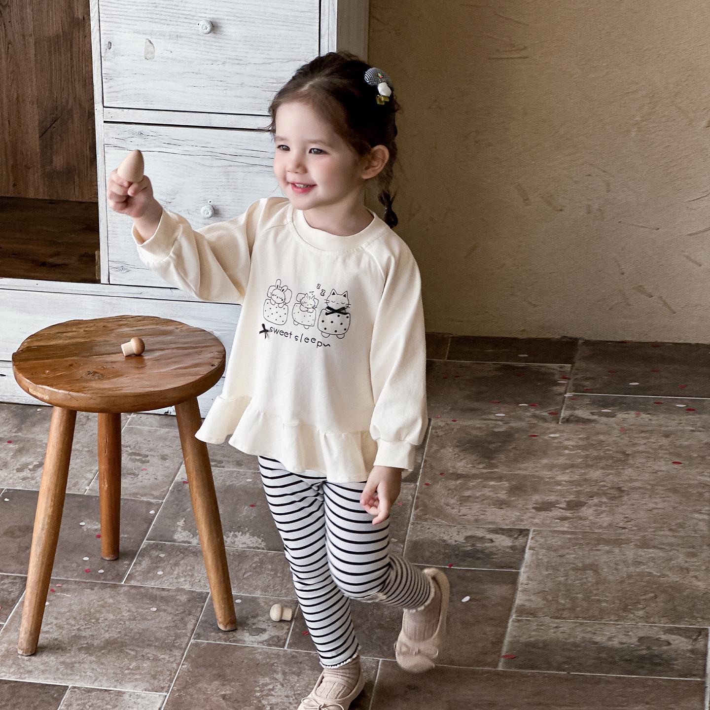

2026 Spring Baby Girl Hoodie & Leggings Set - Cute Outfit for One-Year-Olds 73cm слоновая кость/белый