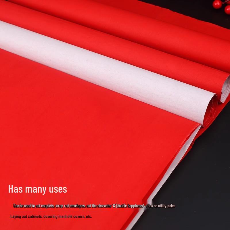 A4 Large Red Thick Single-Sided Paper for Writing Couplets, Fu Calligraphy, Wedding & Housewarming Decor, Window Decoration & Blank Origami