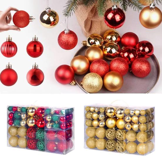 Yousheng 100 Pcs Christmas Balls Ornaments Plastic Shatterproof Hanging Balls Decoration for Xmas Tree Holiday Home Party Decor