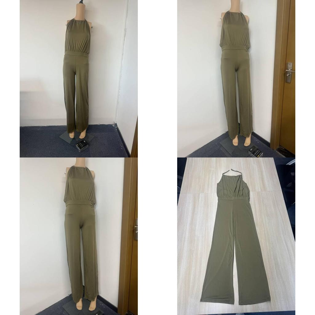 Streetwear-Jumpsuit für Damen mit Patchwork-Design und High-Waist-Passform