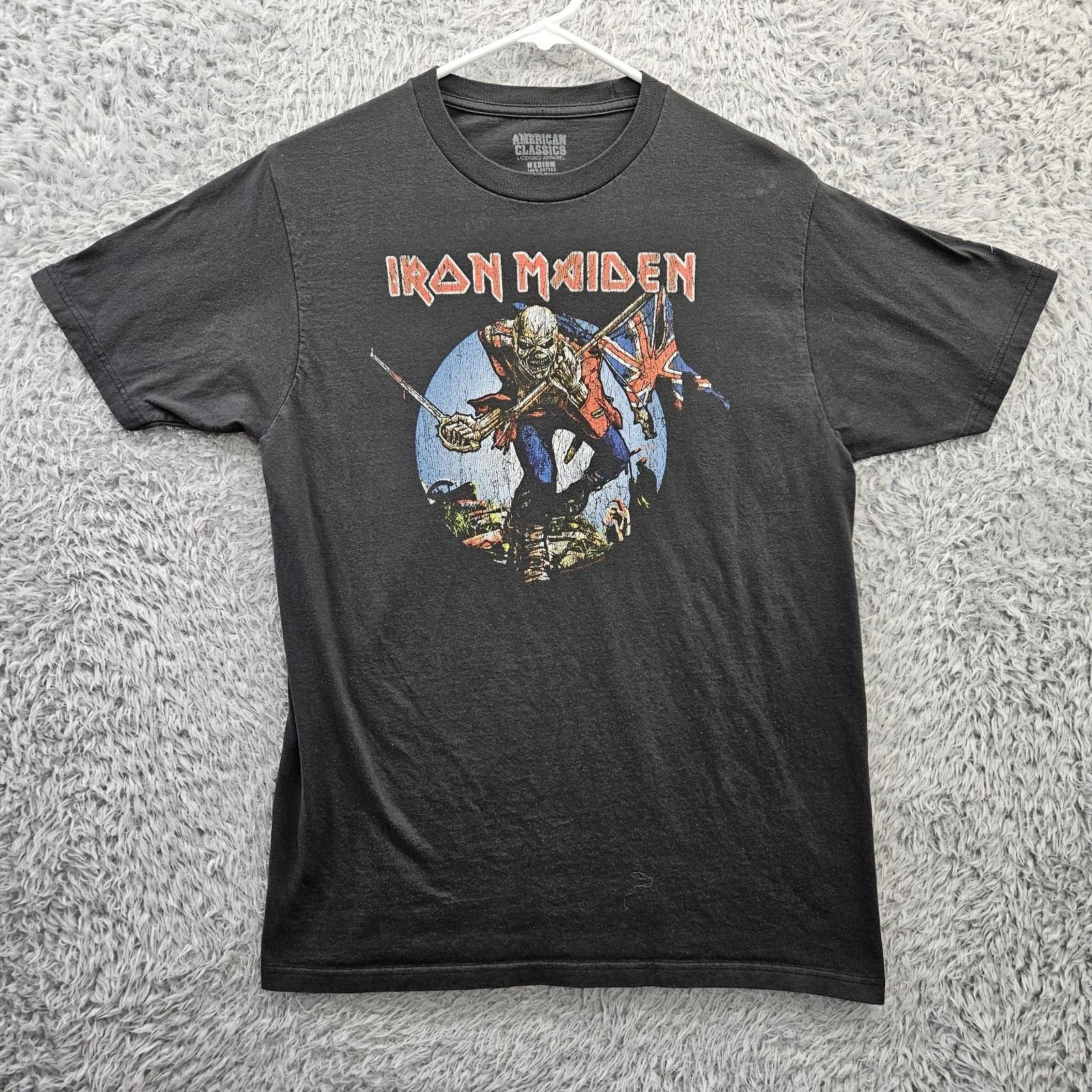 IRON MAIDEN 100% Cotton T-shirt Mens Tees Top The Trooper Eddie Men Medium Vintage Reproduction No Stains M