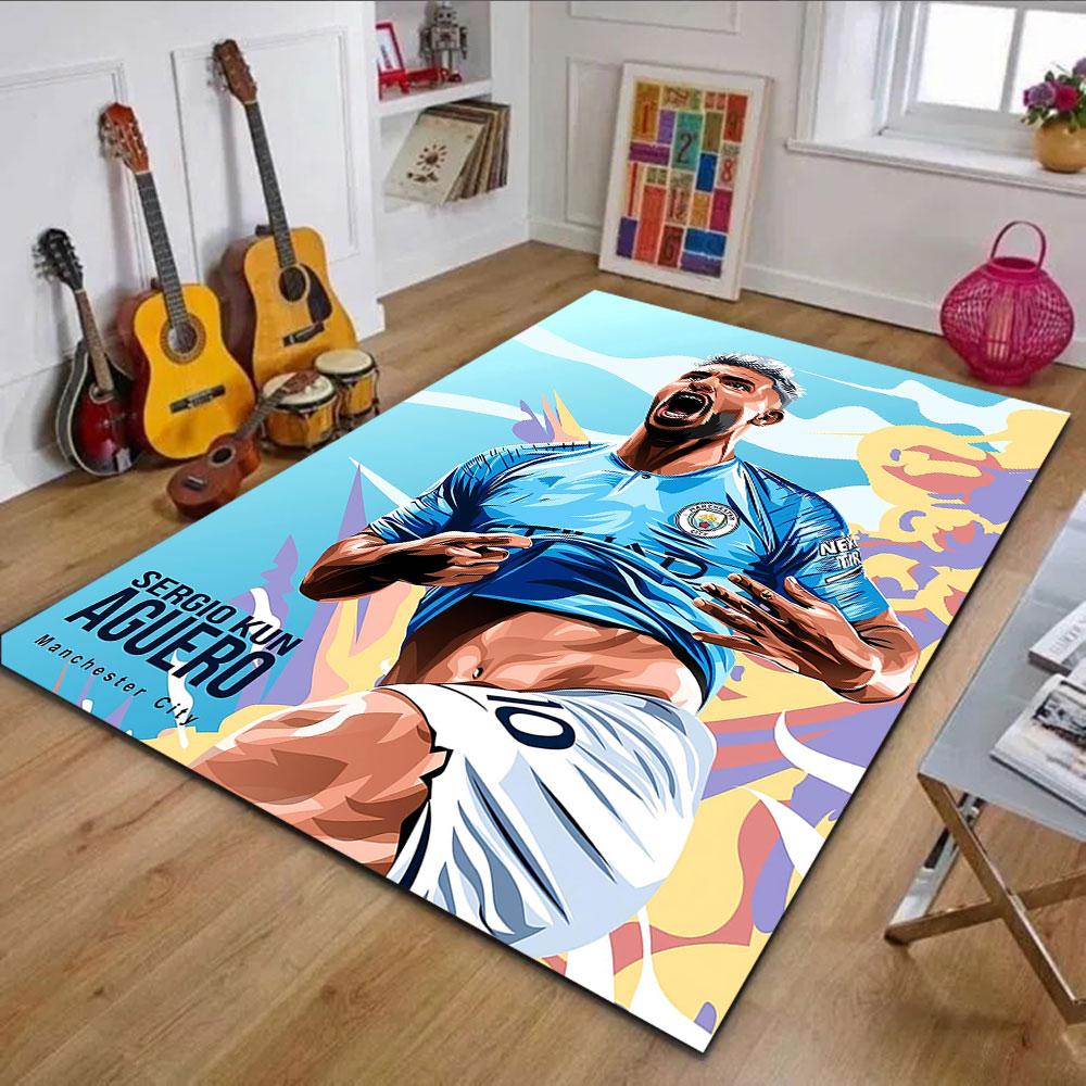 Soccer Celebration Art Print Patterned Carpet, Non Slip Mat Suitable for Living Room and Bedroom Sofas