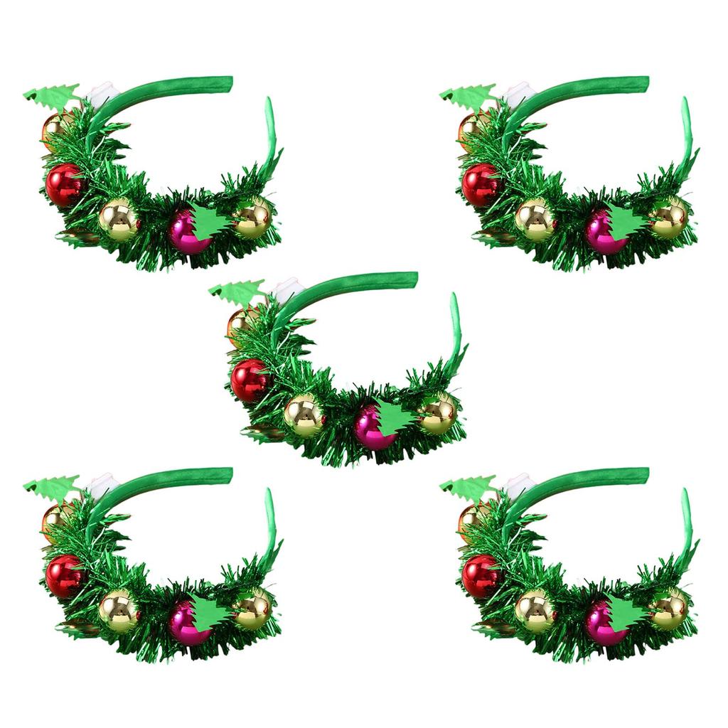 5xChristmas Glowing Hair Band Light Up Head Band Xmas Tree Hairband Creative Flashing Headwear Performances Photo Props