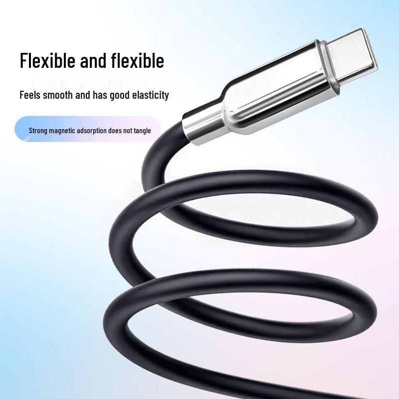 100W Fast-Charging Magnetic Type-C Cable with Storage, Compatible for iPhone 17, Android, Huawei.