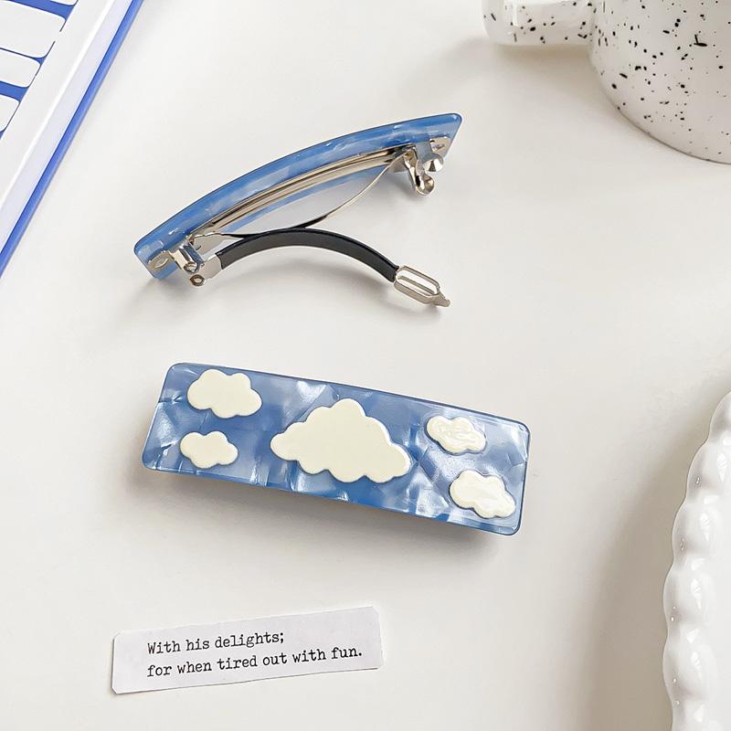 1pc/5pcs Imitation Acetic Acid Clip Cloud Lightning Print Hair Clip Ins Niche Design Shark Clip Back of the Head Plate Hair Clip