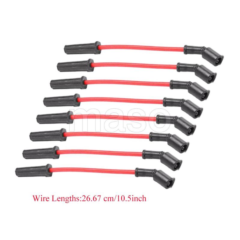 8Pcs Spark Plug Wire Fit for Chevrolet Silverado 2500 1999-2004 19297032 89018058 89018056 88862385 88862397 Car Wire Parts