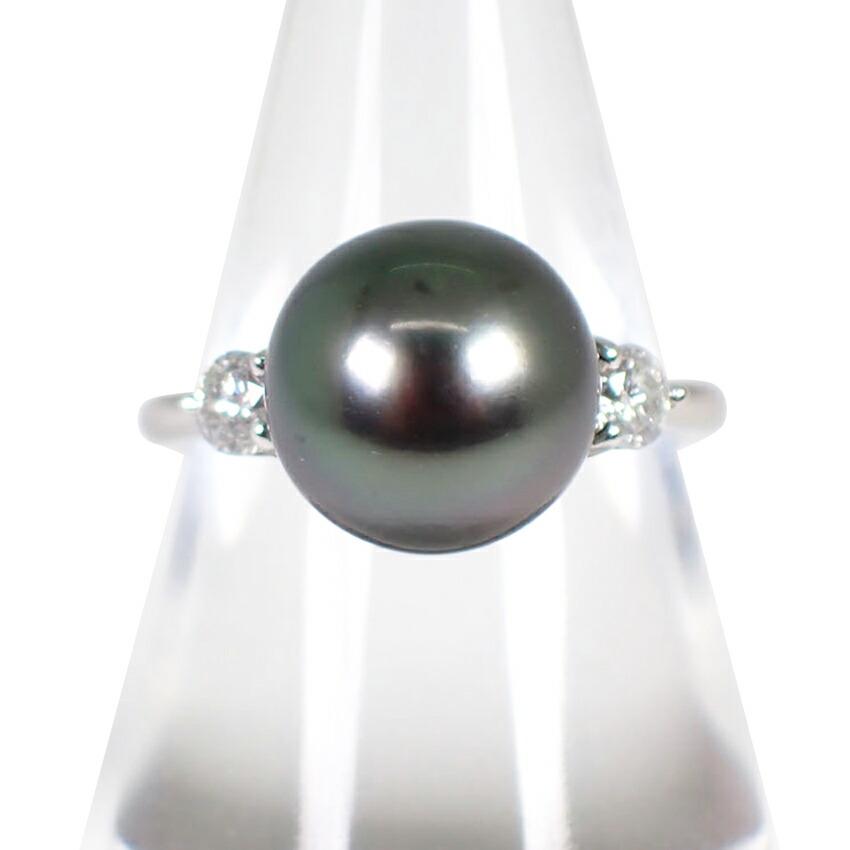 

[Used] Pt900 South Sea Black Pearl/Black Pearl Diamond Ring/Size 11/g504-36