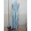 New Women's Tulip Print Sleeveless V-Neck Elegant Long Evening Dress for Women, European American Style Party Gown