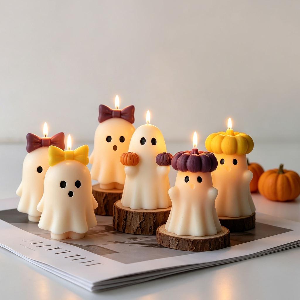 Cute Ghost Silicone Mold Smooth 3d Ghost Candle Mold Halloween Decor Mold Three-Dimensional For Home Decor Handmade Candles Diy