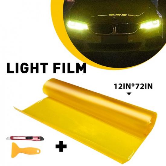 Golden Yellow 12 x72  Gloss Headlight Taillight Fog Light Tint Film Vinyl Wrap
