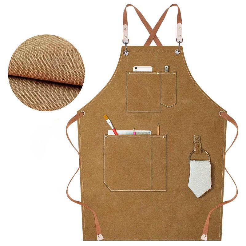Waterproof, Oil-Proof Canvas Apron for Art, Painting, or Coffee Shop Wear-Resistant Custom Work Uniform.