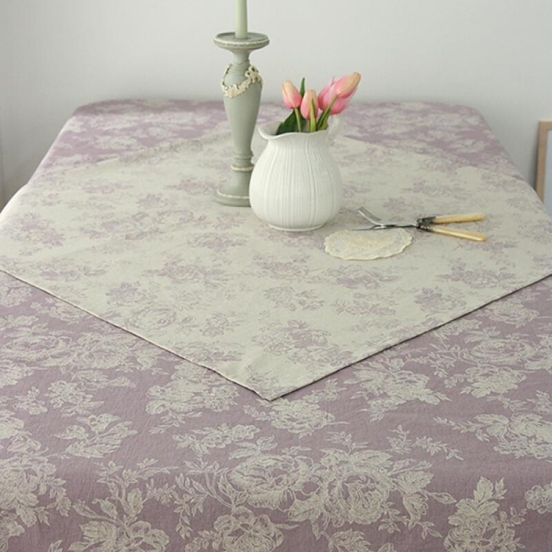 Violet Victorian Flower Linen Tablecloth 100x130 Violet