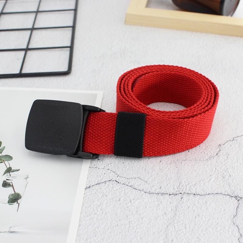 Unisex Canvas Belt Plastic Metal-Free Anti-Allergic Automatic Buckle Women'S Casual Jeans Belt