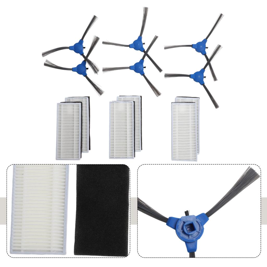 Compatible Replacement Parts for Coredy R3500 R650 R600 Robot Vacuum Includes 3 Pairs of Brushes and 6 Filters
