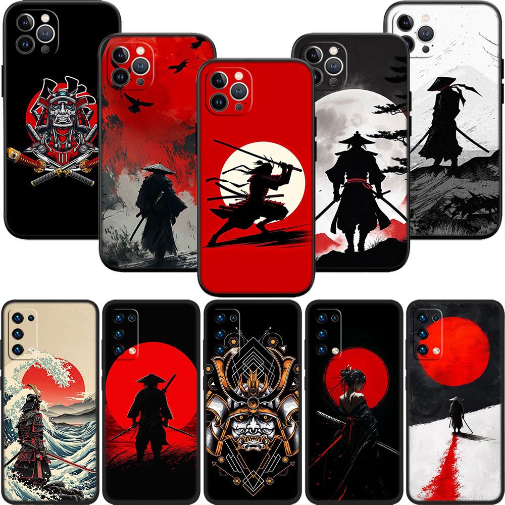CJ70 Japan Samurai Soft Shell Phone Case for iPhone 16 15 14 13 12 Pro Max Plus Mini