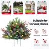 Lighted Artificial Christmas Urn Filler Battery Powered Pre-lit Xmas Pine Trees with LED Lights And Tripod Stake Holiday Planter Filler