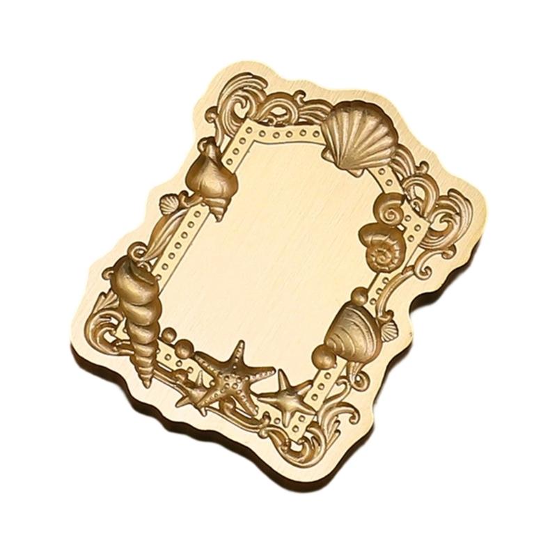 Antique Solid Brass Wax Seal Stamp Head Engraved Embossing Tool Seal Flower Frame for Handmade Letters Gift Wrapping