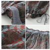 Vintage Floral Print Thin Ramie Pants Women Summer Elastic Waist Ankle Length Trousers Loose Wide Legs Pants