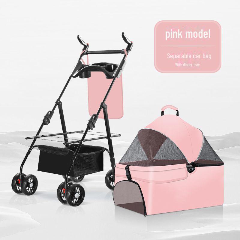 Lightweight, Detachable & Foldable Pet Stroller for Dogs, Cats, Teddy Bears & Small To Medium-Sized Pets
