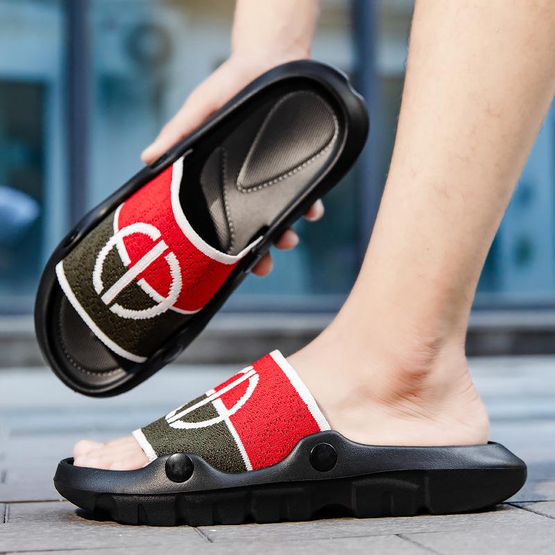 Men's Shoes Foreign Trade Summer Wear Comfortable Flat-bottomed Beach Platform Slippers Fashionable and Simple One-word Sandals