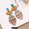 Bohemian wood stud earrings niche design geometric stripe print earrings femininity personality earrings
