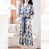 Women's V-Neck Satin Silk Dress - Medium Length, Summer 2025 Collection, Short Sleeves