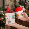 Christmas creative cartoon ceramic mug hand holding cute Christmas hat cup lid coffee cup gift box souvenir