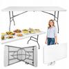 [15] Large foldable garden catering table in a suitcase, white, 180 cm D1153
