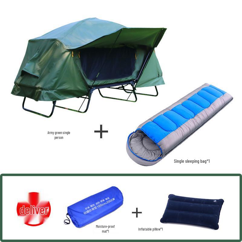 Double Layer Stormproof Outdoor Tent for Two - Rainproof, Thickened, Off-Ground, Perfect for Camping, Cold Weather, and Fishing