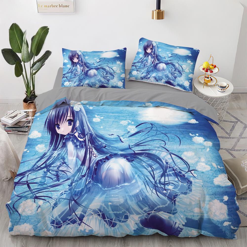 Anime Kawaii Bettwäsche Set Japan Anime Loli Bettbezug Set Kinder Schlafzimmer Cartoon 3D Gedruckt Quilt Abdeckung Schlafzimmer Geschenk