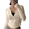 Módní dámská žebrovaná mikina s kapucí, Cropped top na zip s dlouhým rukávem, Univerzální ležérní top pro letní a jarní denní outfity