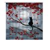 Whimsical Cat Moonlit Night Shower Curtain: Red Maple Leaves And Blue Sky Pattern Decor For Bathroom Home Decoration In Modern D